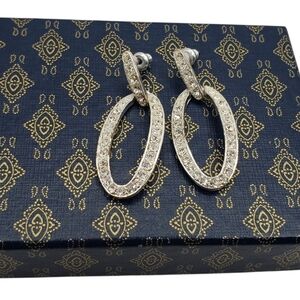 Monet Silver Tone Rhinestone Earrings Stud Elegant Bling Wedding